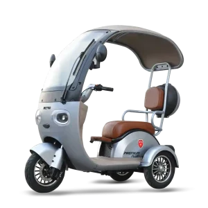 Metro Premium Plus — Metro Premium Plus electric bike in silver color featuring Lithium Iron Phosphate battery – EV bike in Pakistan.